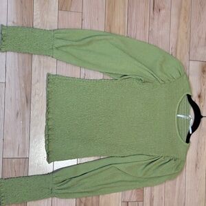 ANTHROPOLOGIE Green Puff Sleeve Blouse
